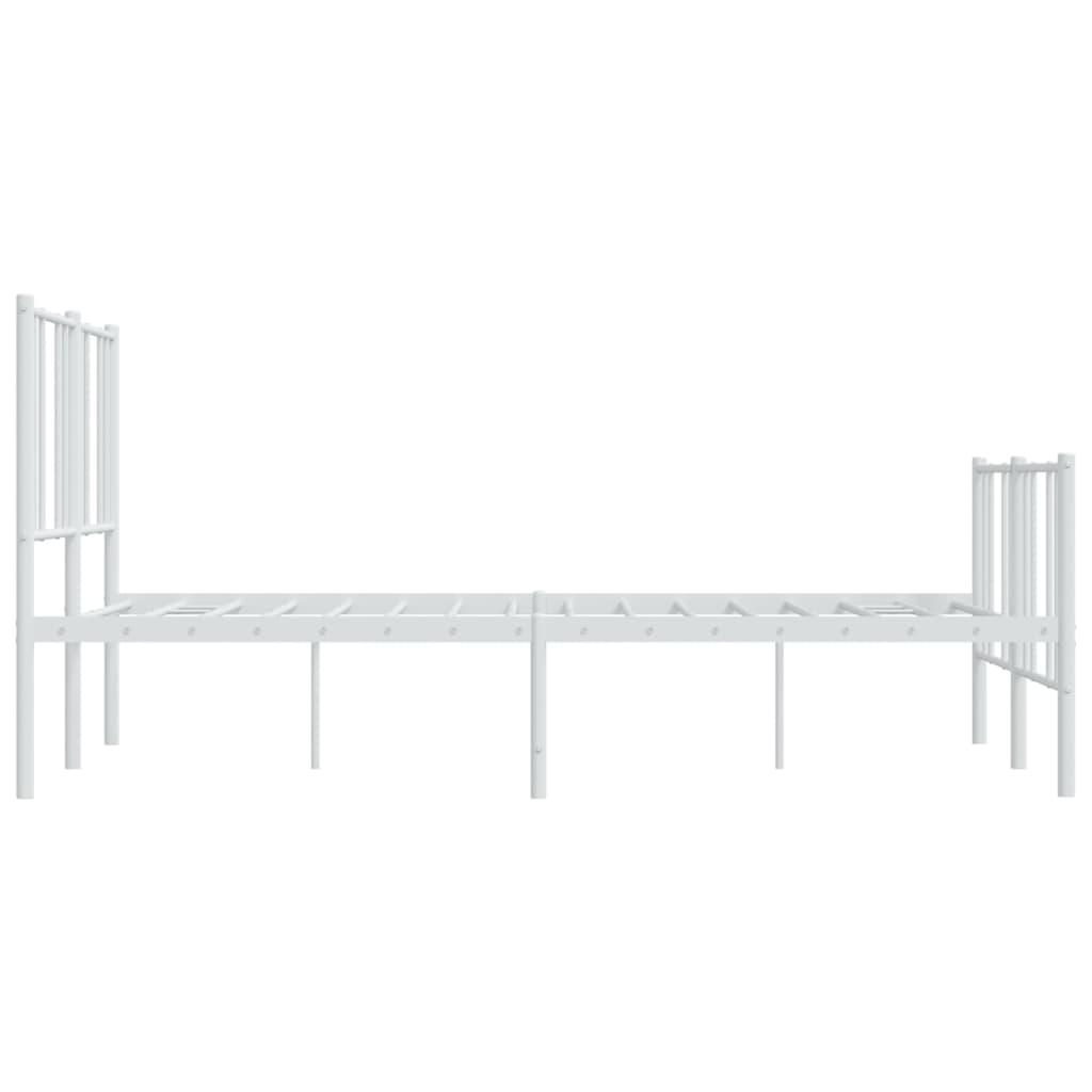 Cadre de lit métal sans matelas et pied de lit blanc 140x190 cm - XIOS
