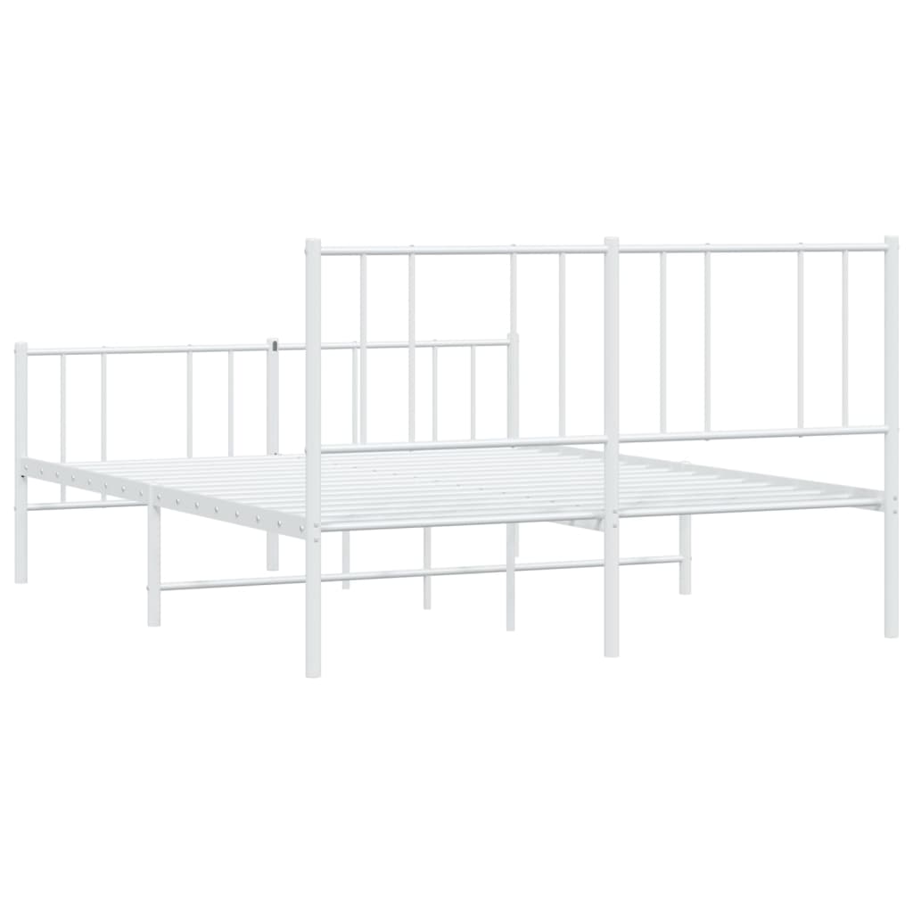 Cadre de lit métal sans matelas et pied de lit blanc 140x200 cm - XIOS
