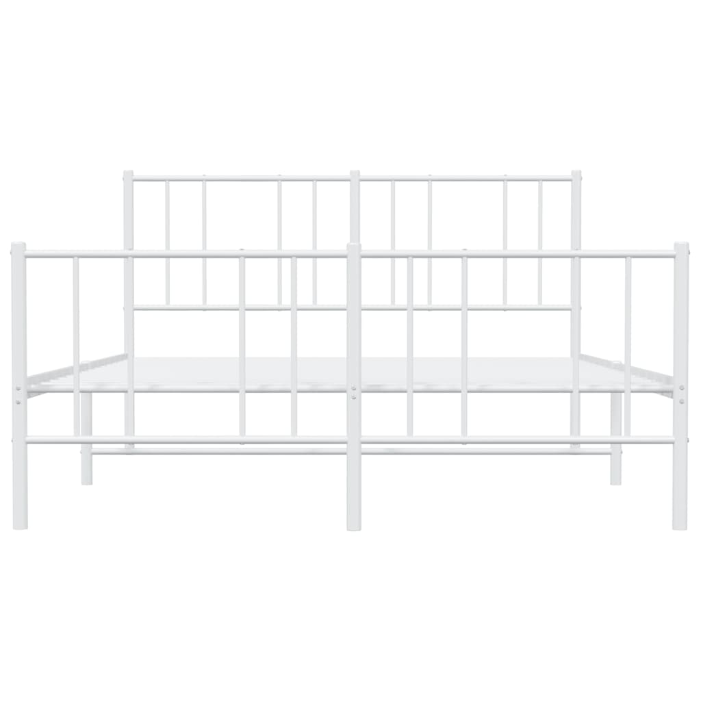 Cadre de lit métal sans matelas et pied de lit blanc 150x200 cm - XIOS