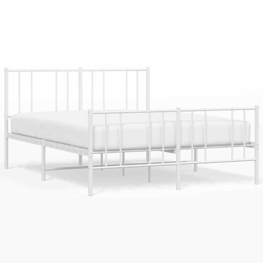 Cadre de lit métal sans matelas et pied de lit blanc 160x200 cm - XIOS