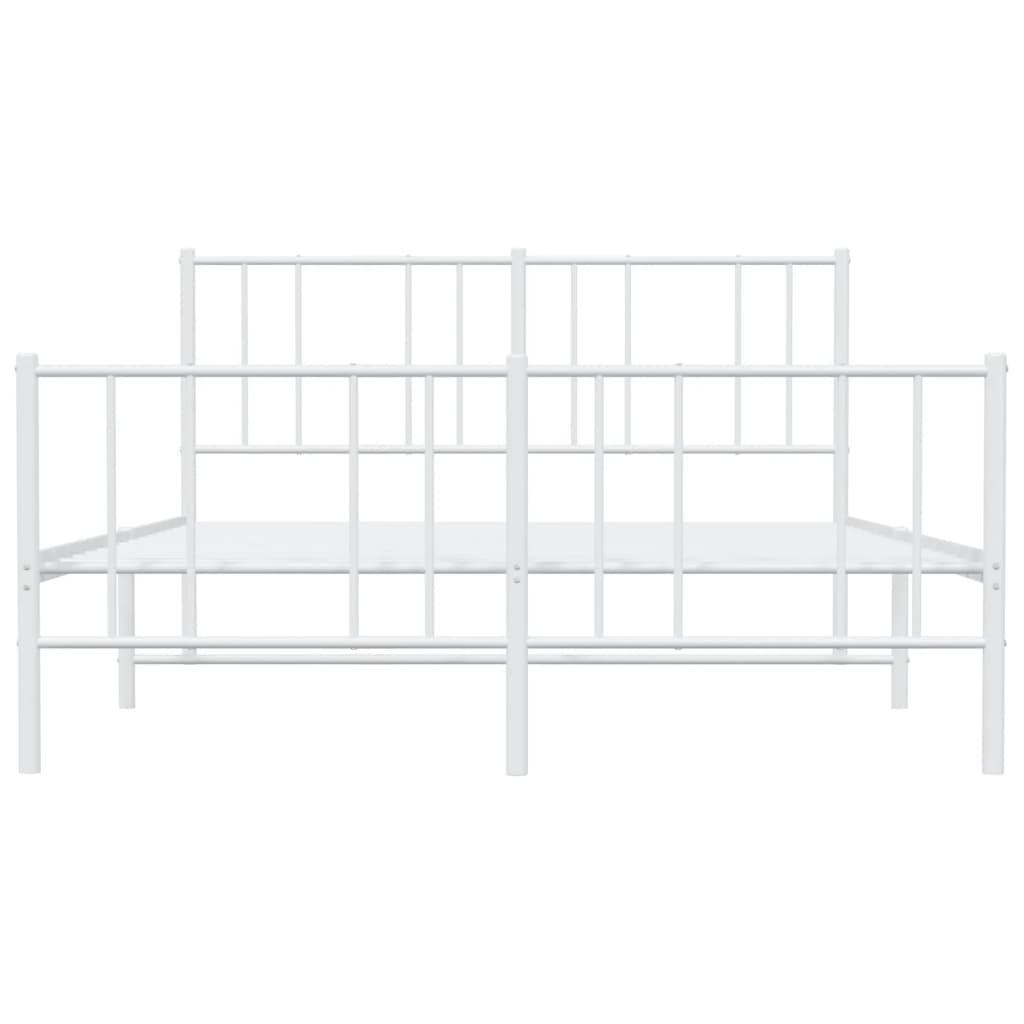 Cadre de lit métal sans matelas et pied de lit blanc 160x200 cm - XIOS