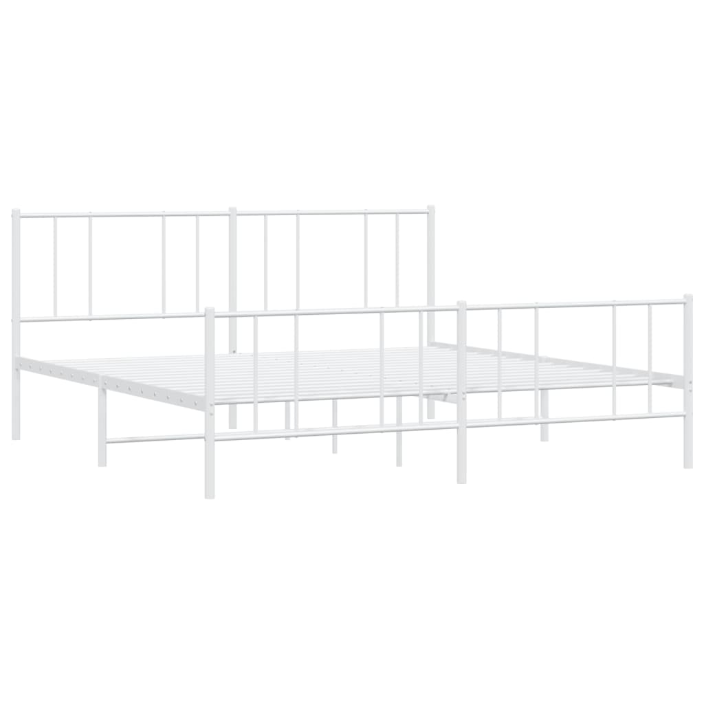 Cadre de lit métal sans matelas et pied de lit blanc 180x200 cm - XIOS