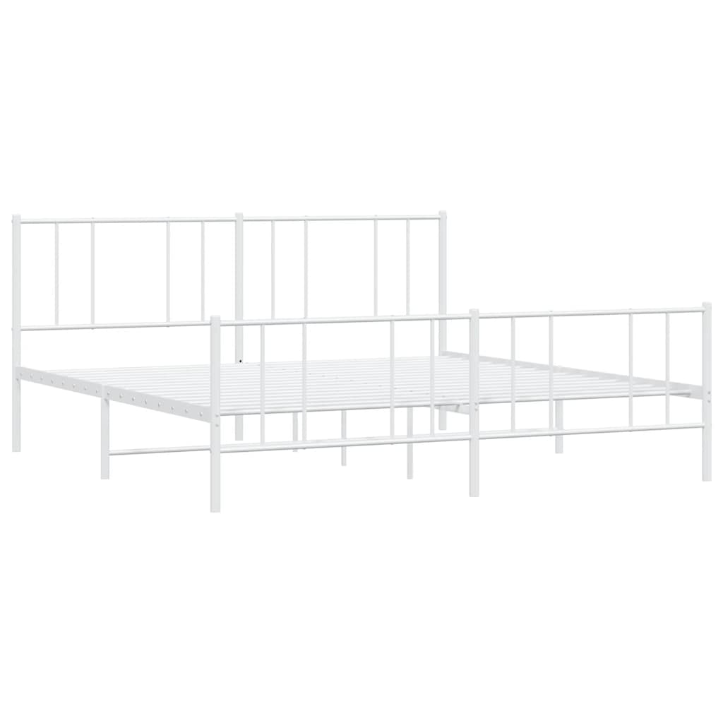 Cadre de lit métal sans matelas et pied de lit blanc 183x213 cm - XIOS