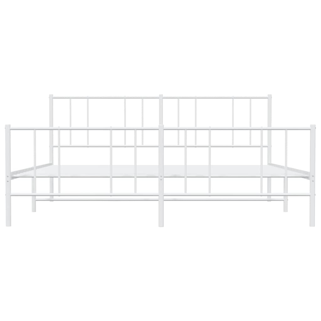 Cadre de lit métal sans matelas et pied de lit blanc 183x213 cm - XIOS