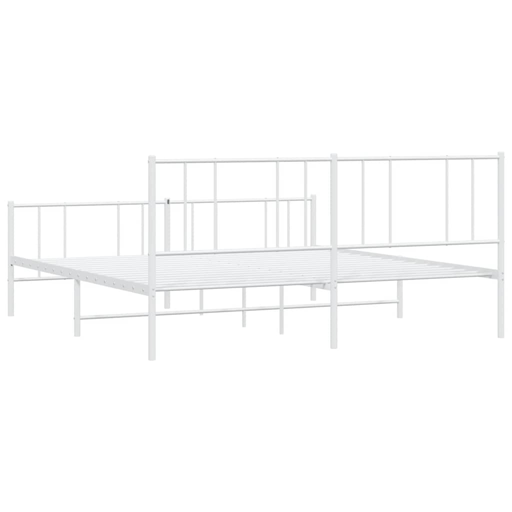Cadre de lit métal sans matelas et pied de lit blanc 183x213 cm - XIOS