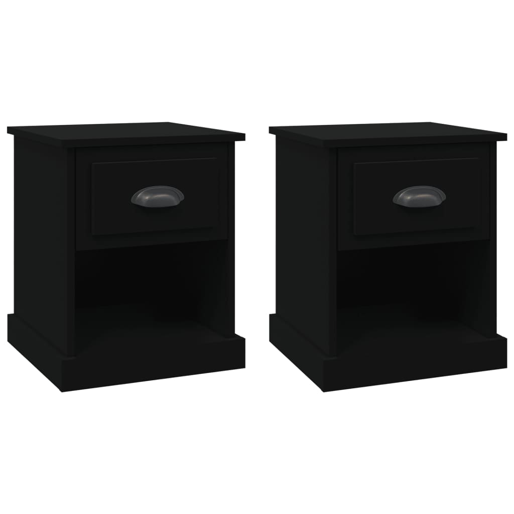 Tables de chevet 2 pcs noir 39x39x47,5 cm bois d'ingénierie - XIOS