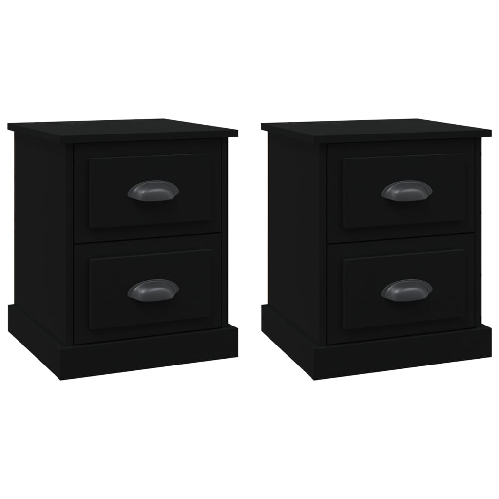 Tables de chevet 2 pcs noir 39x39x47,5 cm bois d'ingénierie - XIOS