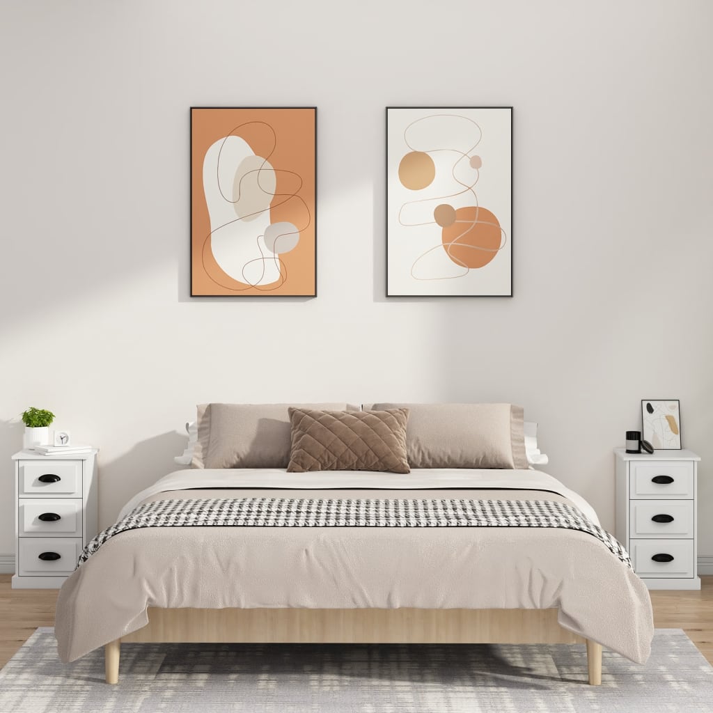 Table de chevet blanc 39x39x67 cm bois d'ingénierie - XIOS