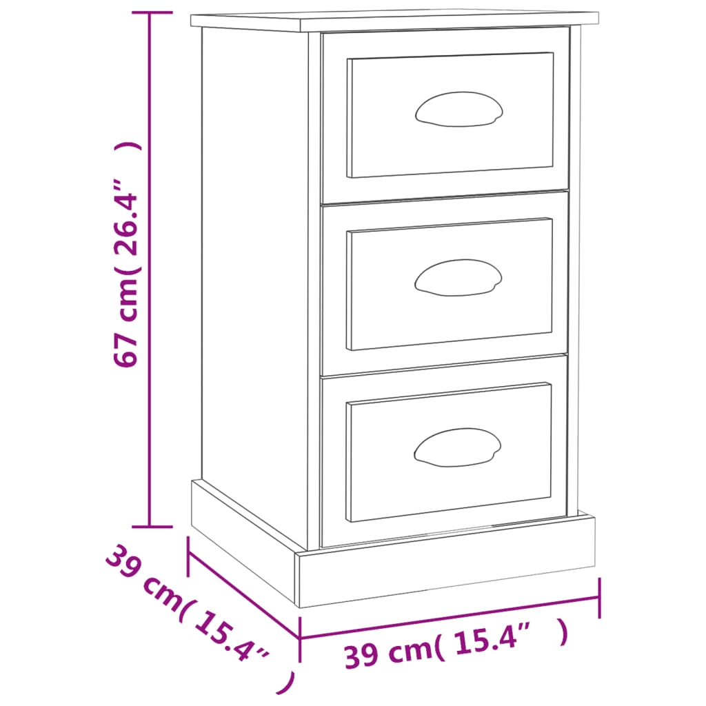 Table de chevet blanc 39x39x67 cm bois d'ingénierie - XIOS