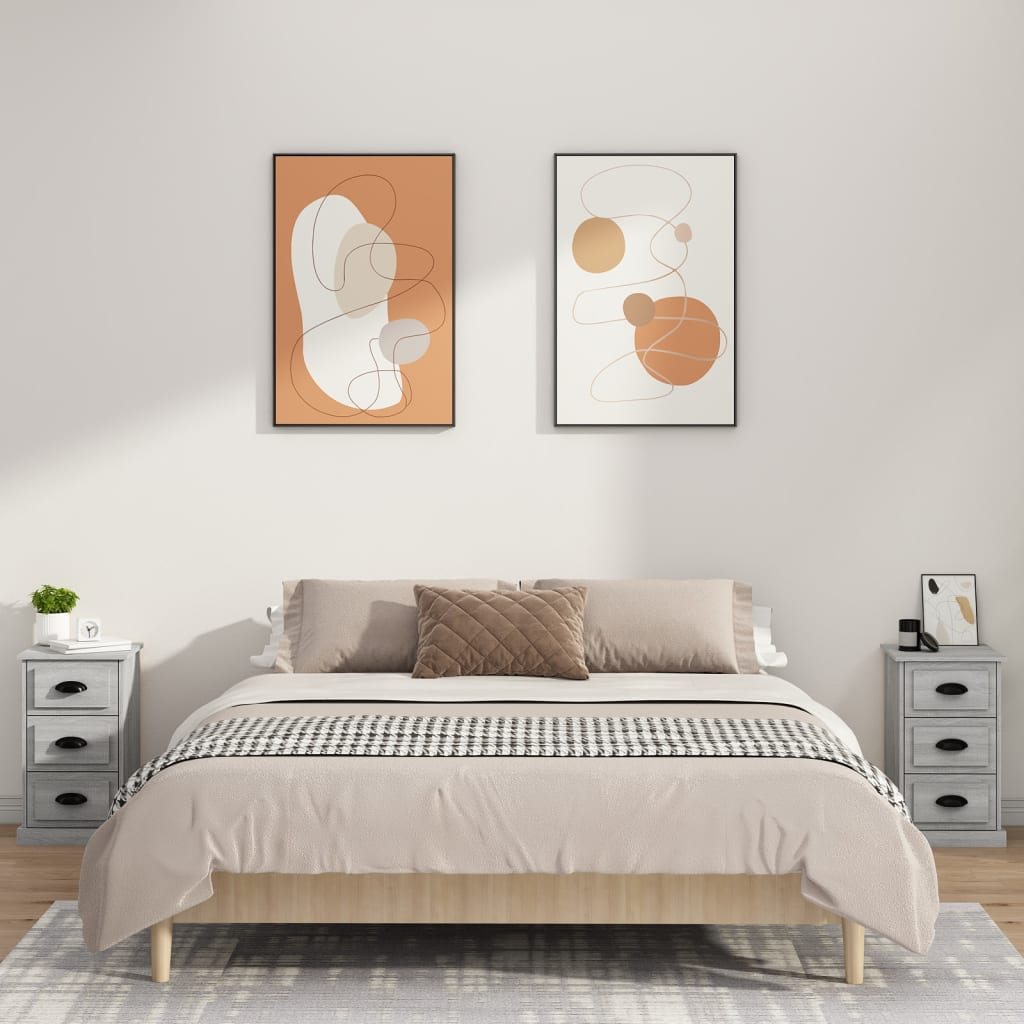 Table de chevet sonoma gris 39x39x67 cm bois d'ingénierie - XIOS
