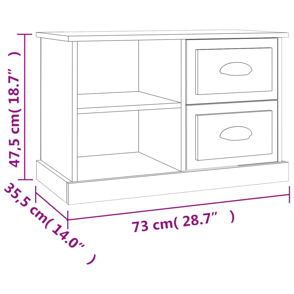 Meuble TV blanc 73x35,5x47,5 cm bois d'ingénierie - XIOS