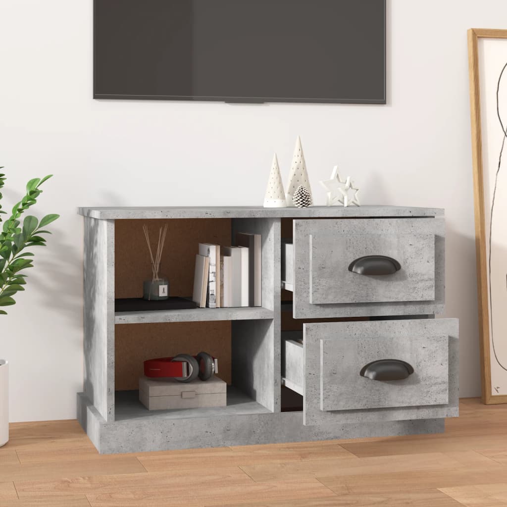 Meuble TV gris béton 73x35,5x47,5 cm bois d'ingénierie - XIOS