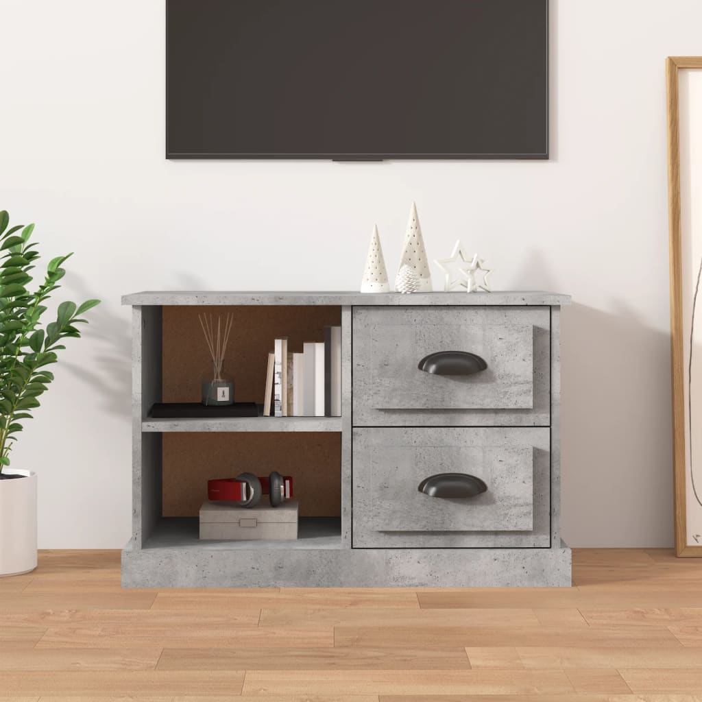 Meuble TV gris béton 73x35,5x47,5 cm bois d'ingénierie - XIOS