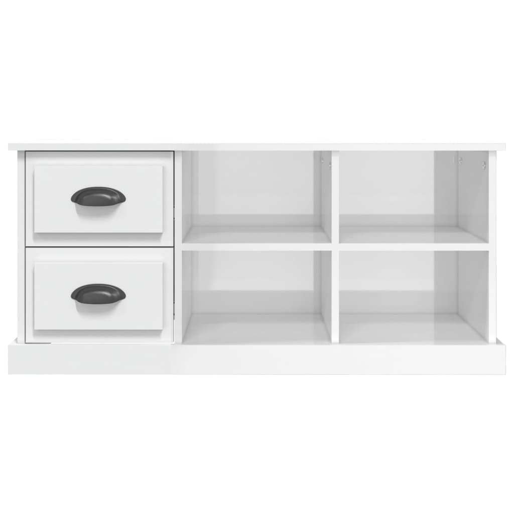 Meuble TV blanc brillant 102x35,5x47,5 cm bois d'ingénierie - XIOS
