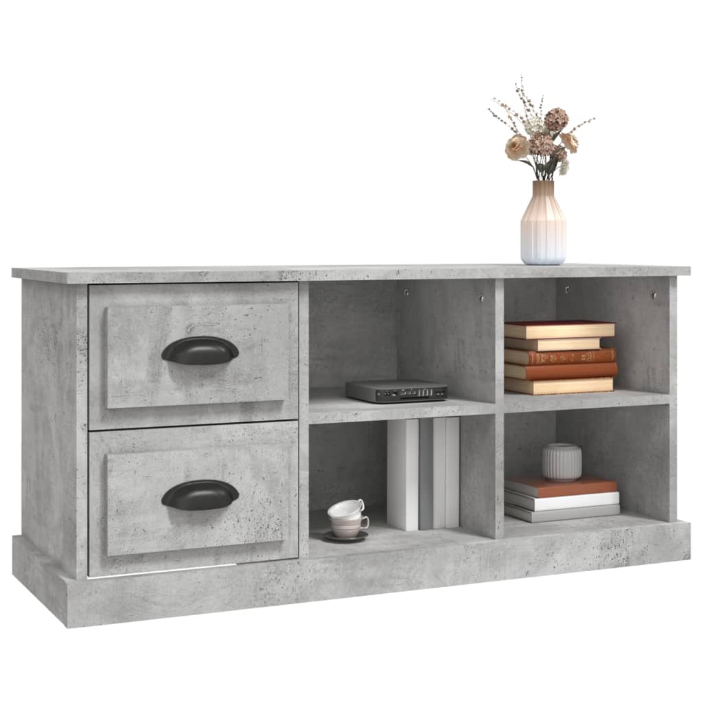 Meuble TV gris béton 102x35,5x47,5 cm bois d'ingénierie - XIOS