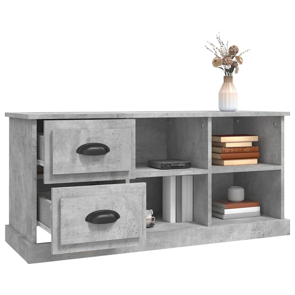 Meuble TV gris béton 102x35,5x47,5 cm bois d'ingénierie - XIOS
