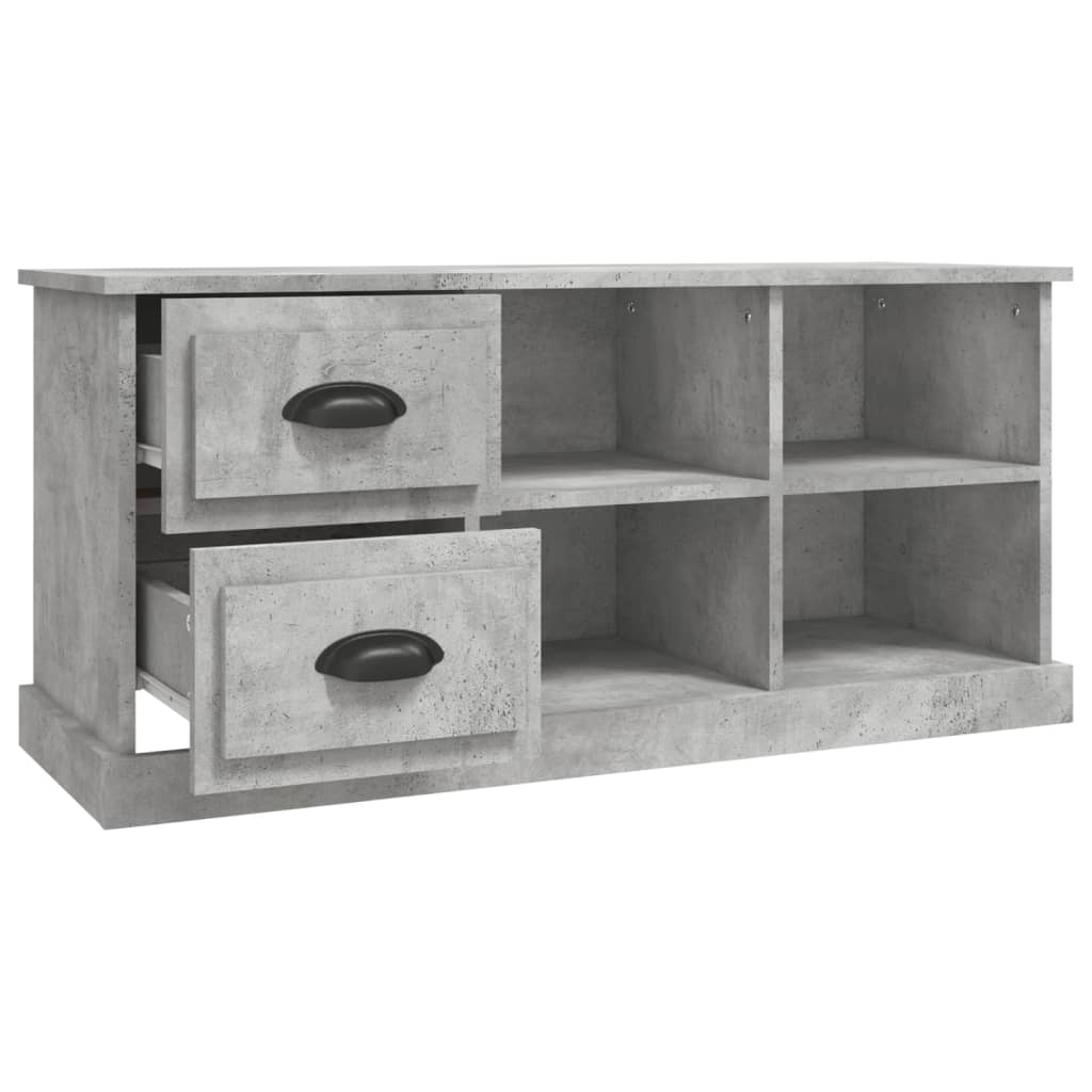Meuble TV gris béton 102x35,5x47,5 cm bois d'ingénierie - XIOS