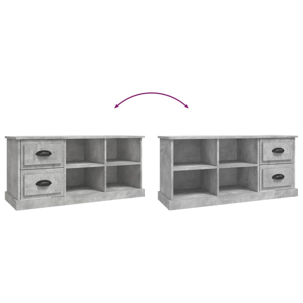Meuble TV gris béton 102x35,5x47,5 cm bois d'ingénierie - XIOS