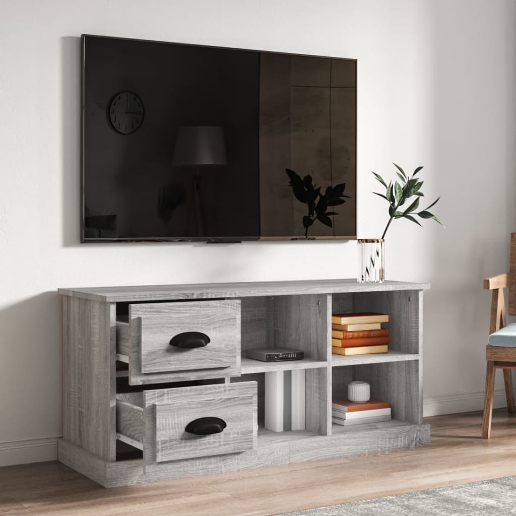 Meuble TV sonoma gris 102x35,5x47,5 cm bois d'ingénierie - XIOS