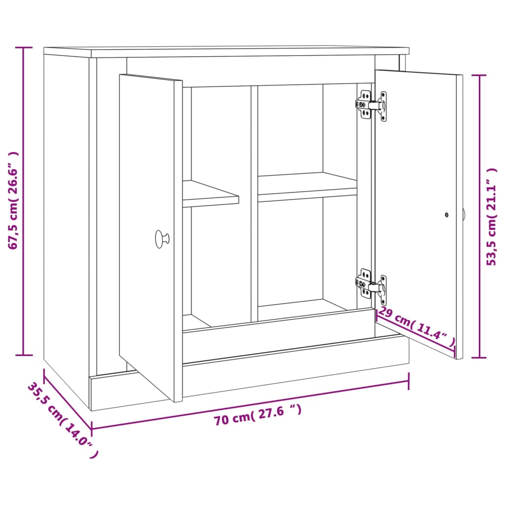 Buffet sonoma gris 70x35,5x67,5 cm bois d'ingénierie - XIOS