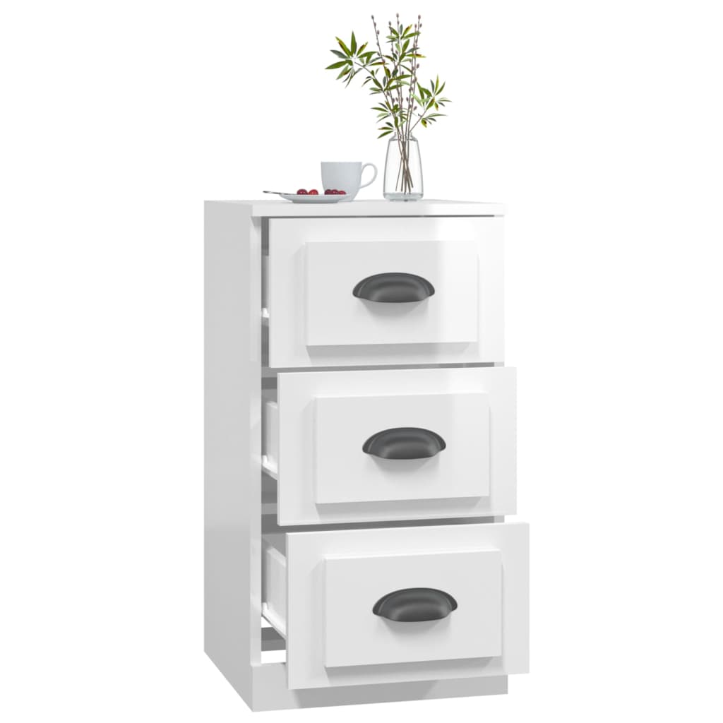 Buffet blanc brillant 36x35,5x67,5 cm bois d'ingénierie - XIOS