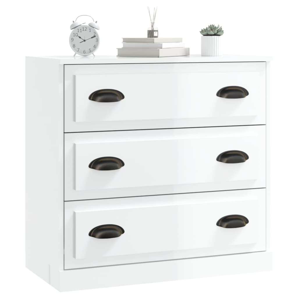 Buffet blanc brillant 70x35,5x67,5 cm bois d'ingénierie - XIOS
