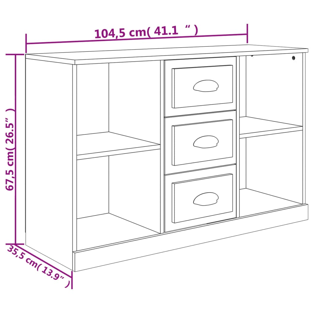 Buffet gris béton 104,5x35,5x67,5 cm bois d'ingénierie - XIOS