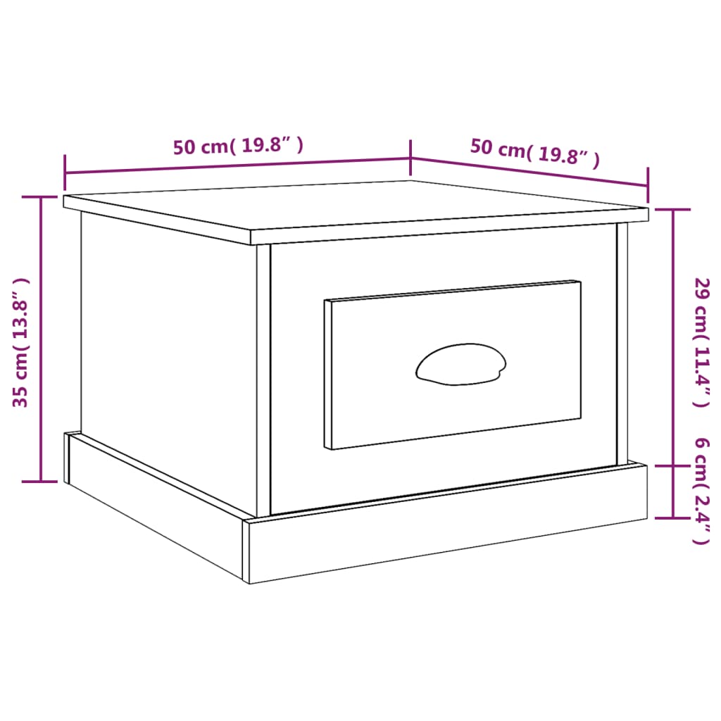 Table basse blanc 50x50x35 cm bois d'ingénierie - XIOS