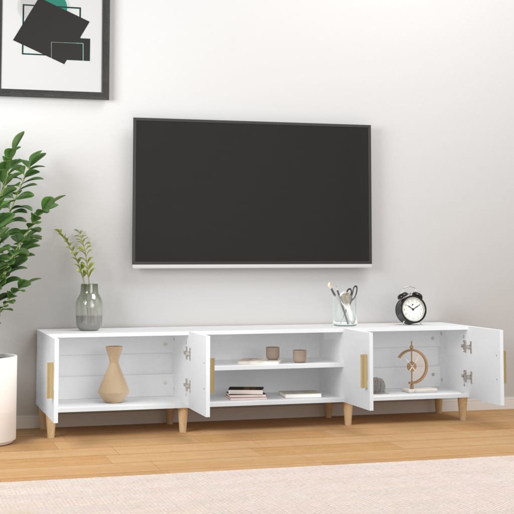 Meuble TV blanc 180x31,5x40 cm bois d'ingénierie - XIOS