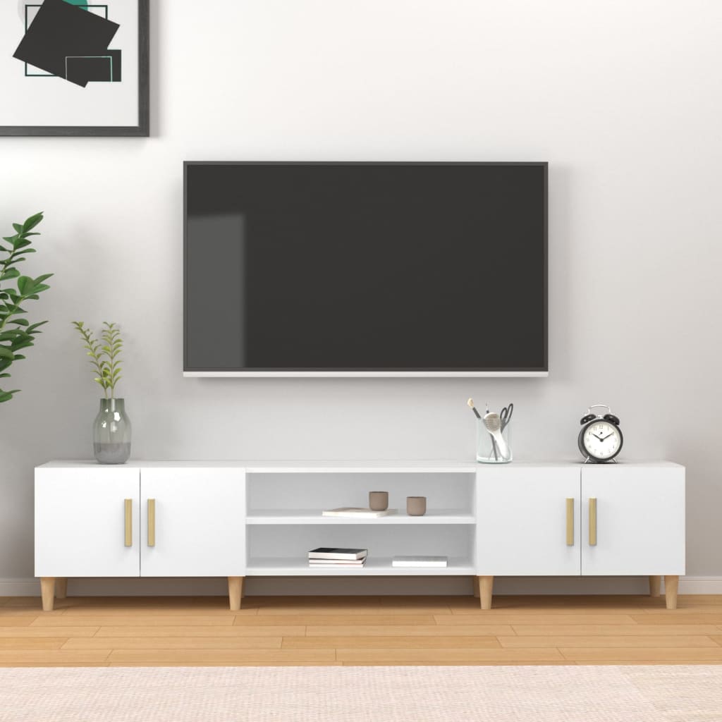 Meuble TV blanc 180x31,5x40 cm bois d'ingénierie - XIOS