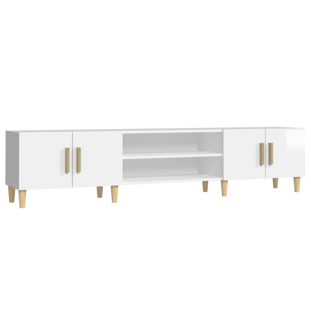 Meuble TV blanc brillant 180x31,5x40 cm bois d'ingénierie - XIOS