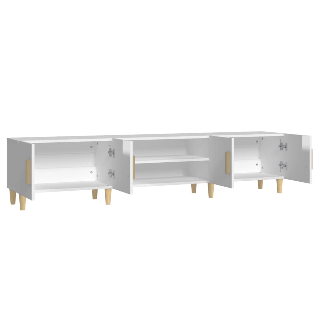 Meuble TV blanc brillant 180x31,5x40 cm bois d'ingénierie - XIOS