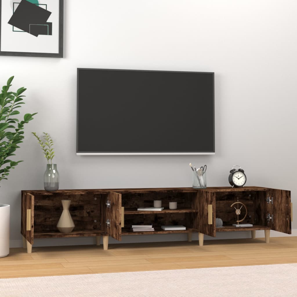 Meuble TV chêne fumé 180x31,5x40 cm bois d'ingénierie - XIOS