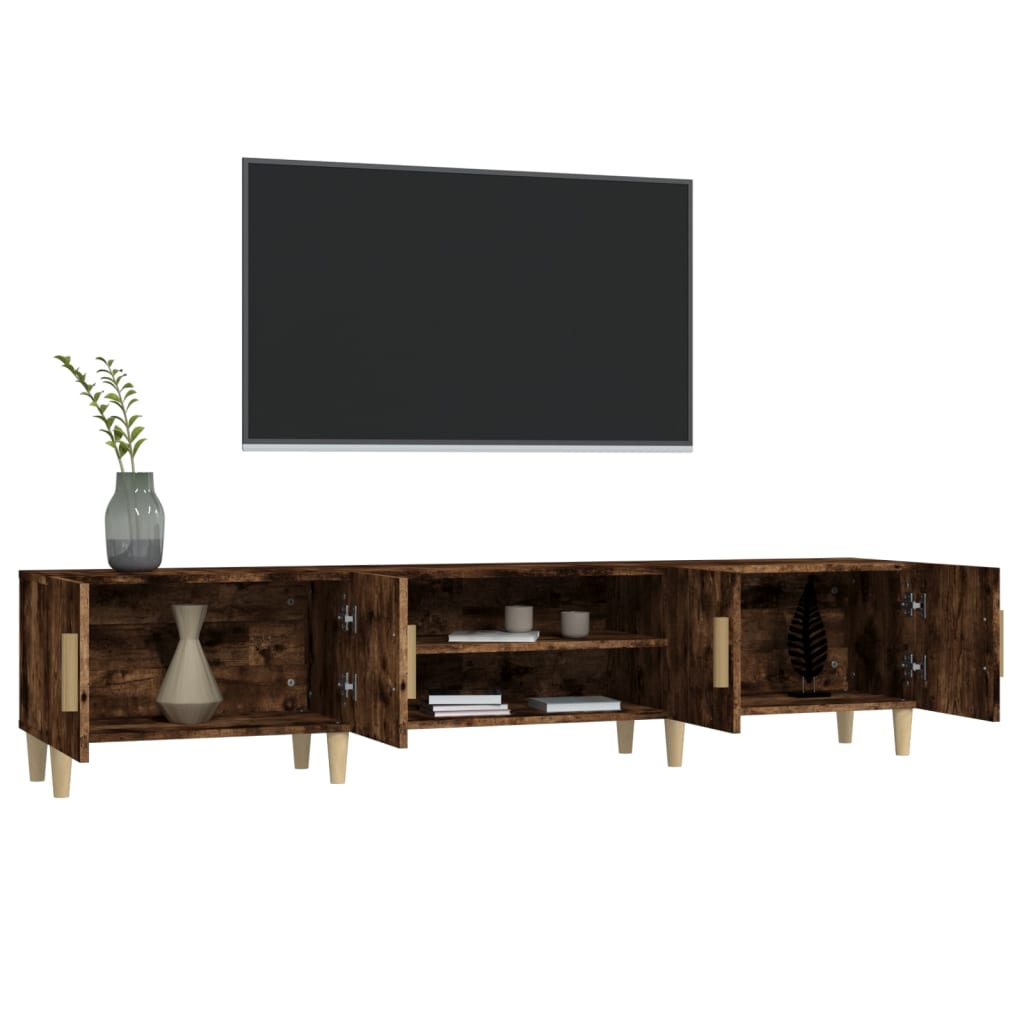 Meuble TV chêne fumé 180x31,5x40 cm bois d'ingénierie - XIOS