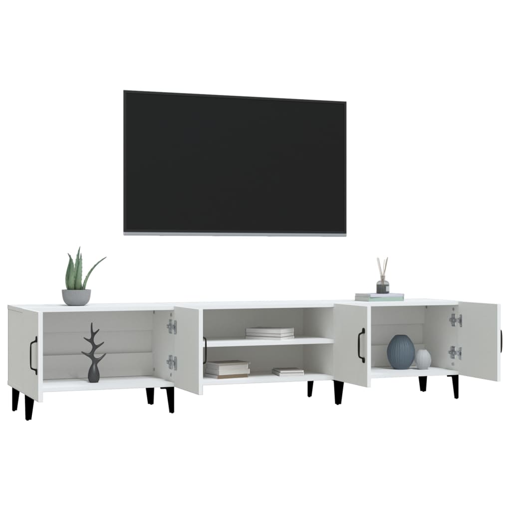 Meuble TV blanc 180x31,5x40 cm bois d'ingénierie - XIOS