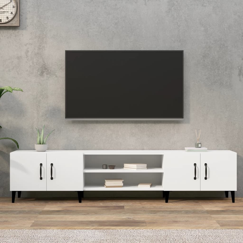 Meuble TV blanc 180x31,5x40 cm bois d'ingénierie - XIOS