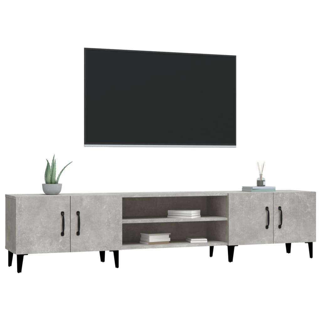 Meuble TV gris béton 180x31,5x40 cm bois d'ingénierie - XIOS