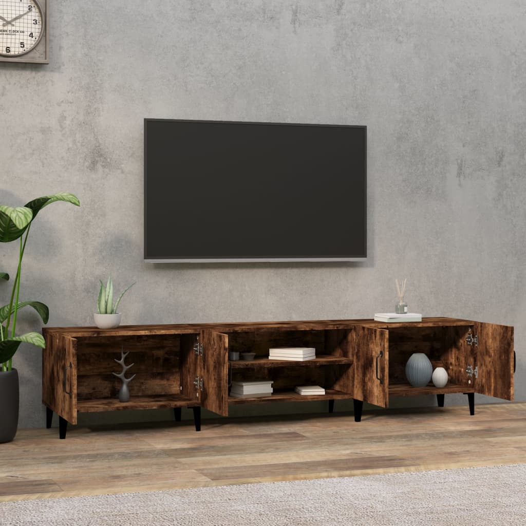 Meuble TV chêne fumé 180x31,5x40 cm bois d'ingénierie - XIOS