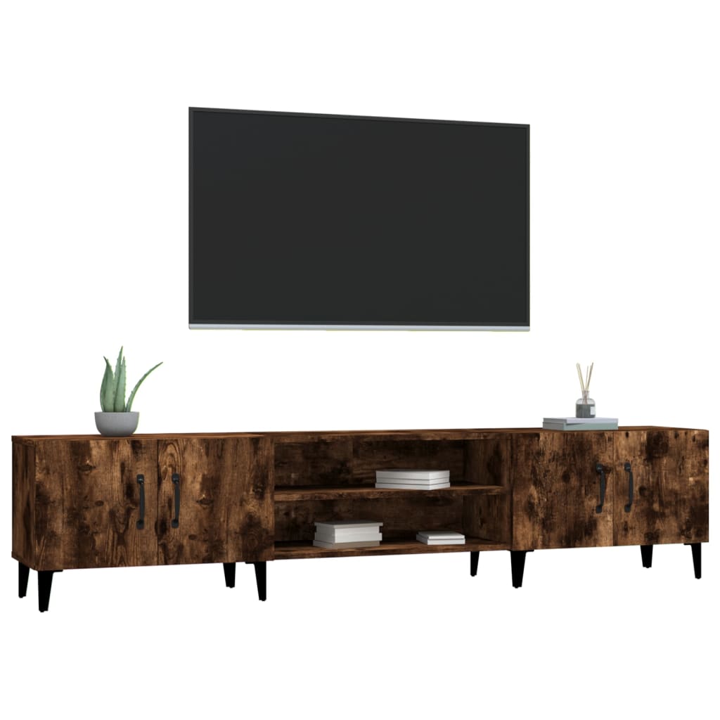 Meuble TV chêne fumé 180x31,5x40 cm bois d'ingénierie - XIOS