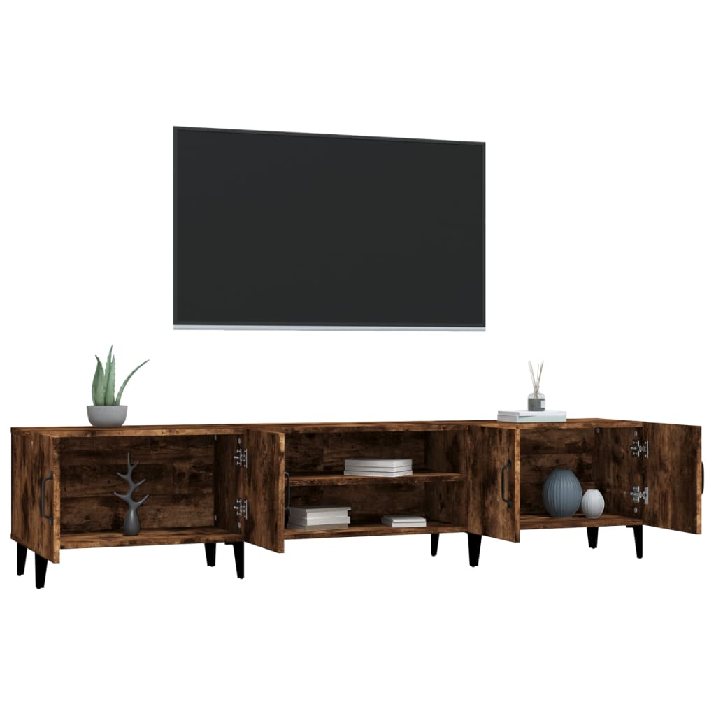 Meuble TV chêne fumé 180x31,5x40 cm bois d'ingénierie - XIOS