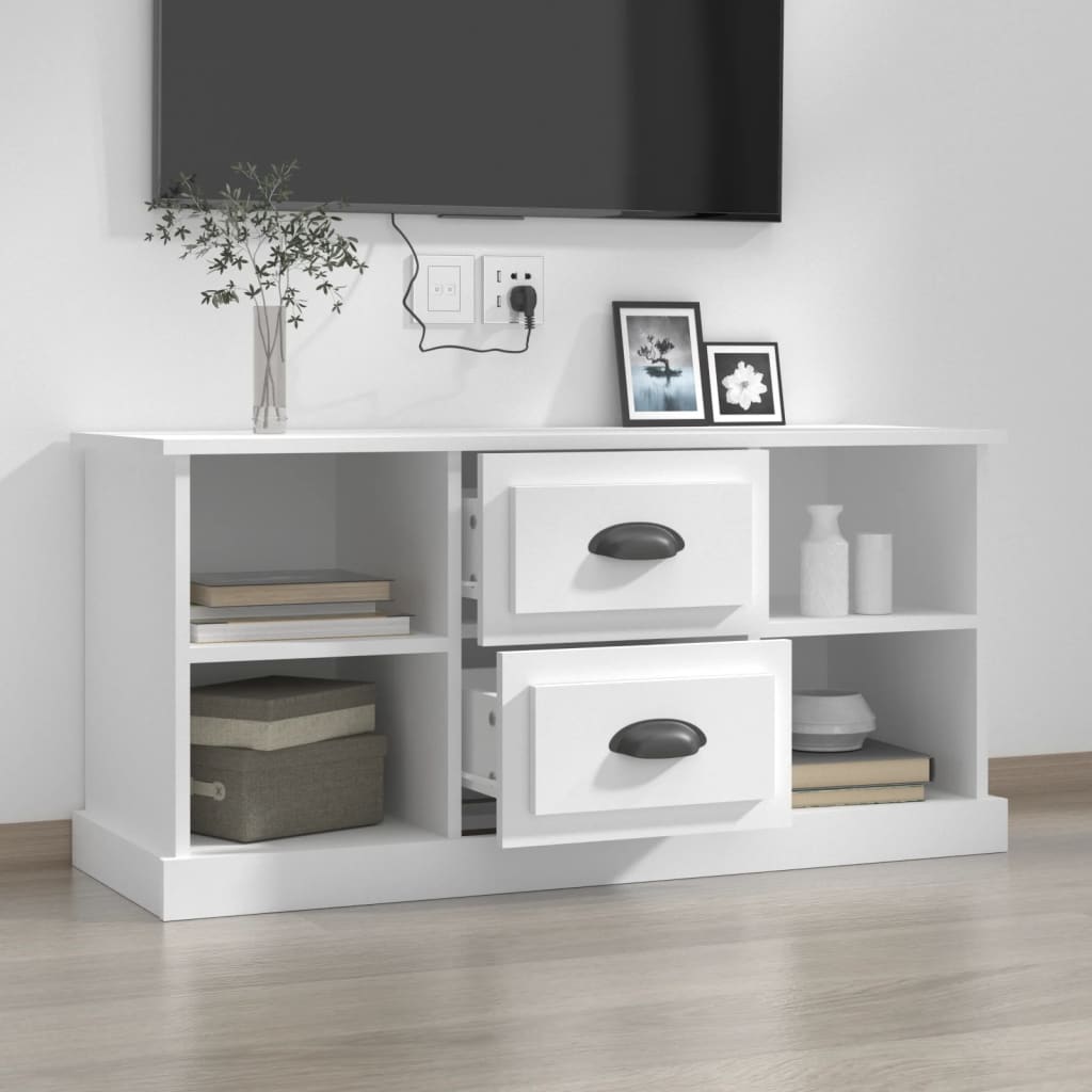 Meuble TV blanc 99,5x35,5x48 cm bois d'ingénierie - XIOS