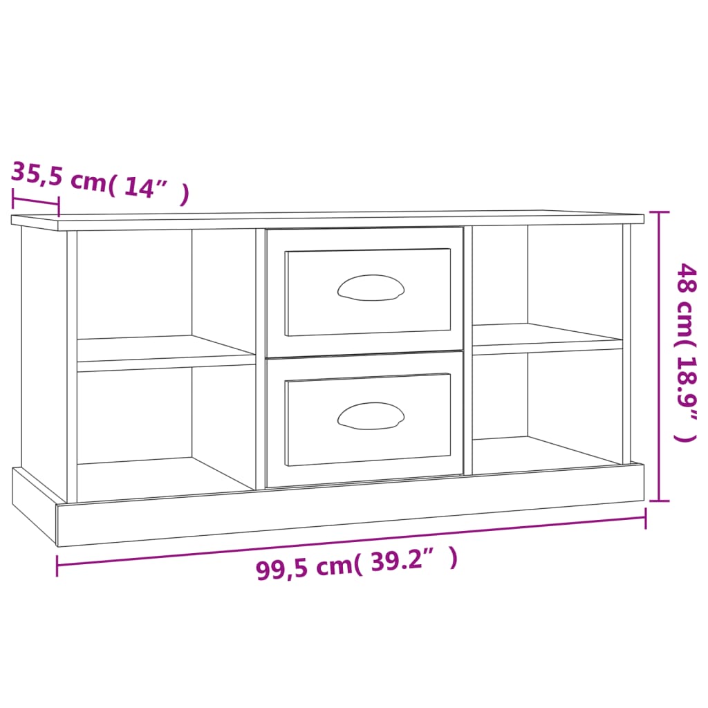 Meuble TV gris béton 99,5x35,5x48 cm bois d'ingénierie - XIOS
