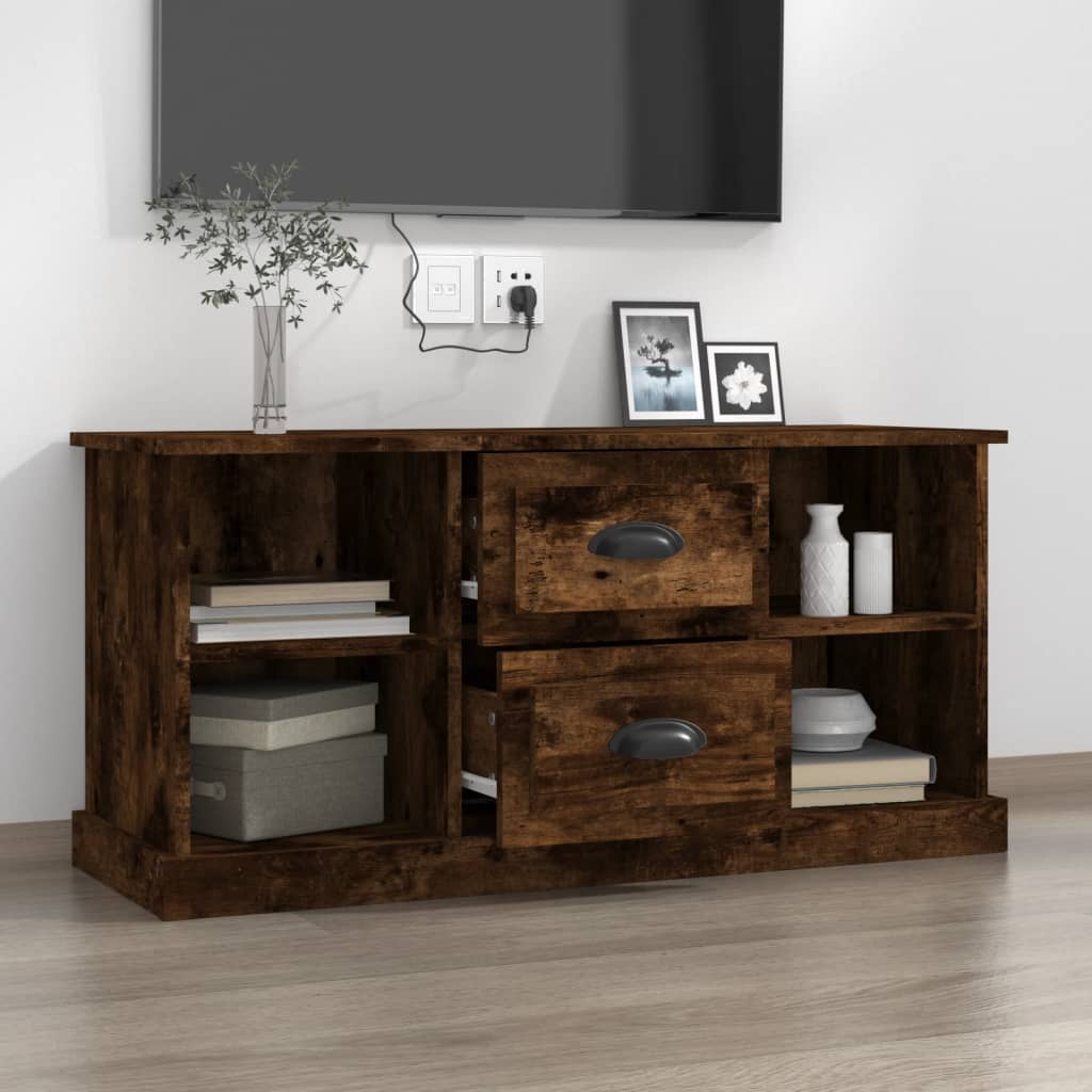 Meuble TV chêne fumé 99,5x35,5x48 cm bois d'ingénierie - XIOS