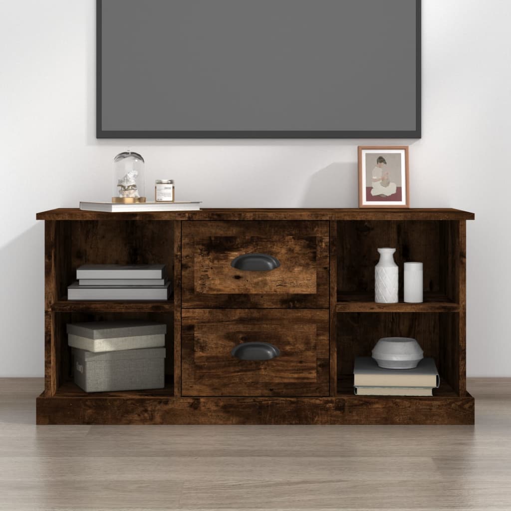 Meuble TV chêne fumé 99,5x35,5x48 cm bois d'ingénierie - XIOS