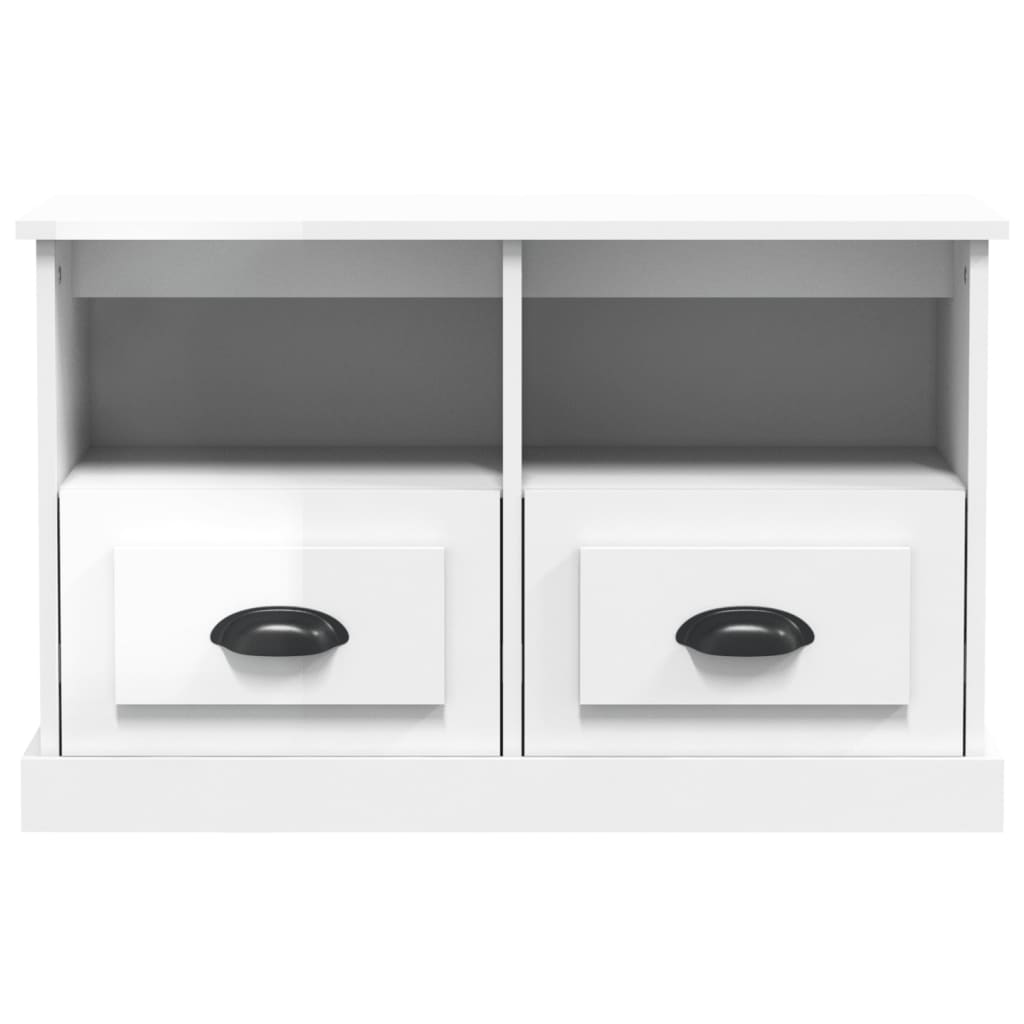 Meuble TV blanc brillant 80x35x50 cm bois d'ingénierie - XIOS