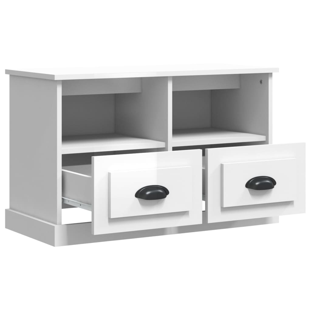 Meuble TV blanc brillant 80x35x50 cm bois d'ingénierie - XIOS