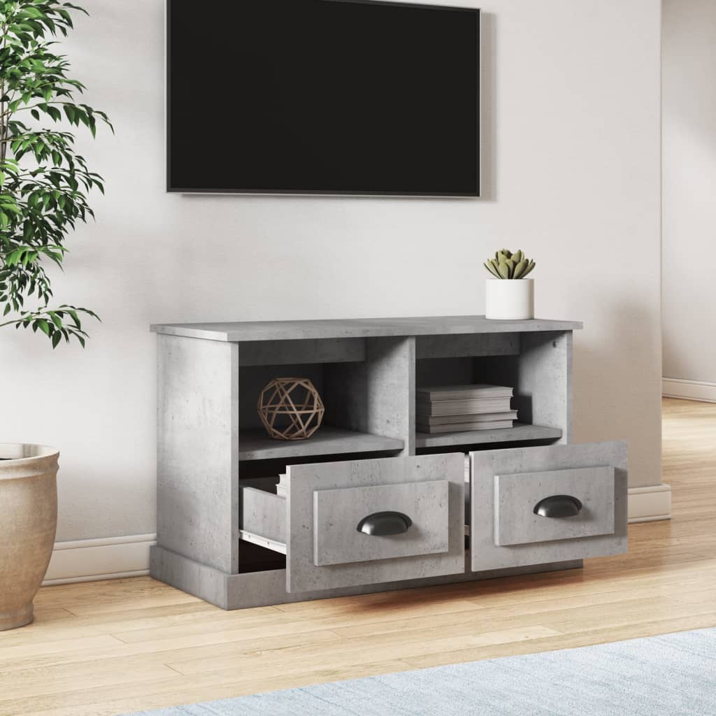 Meuble TV gris béton 80x35x50 cm bois d'ingénierie - XIOS