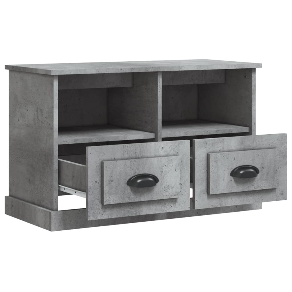 Meuble TV gris béton 80x35x50 cm bois d'ingénierie - XIOS