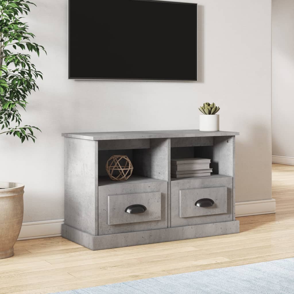 Meuble TV gris béton 80x35x50 cm bois d'ingénierie - XIOS