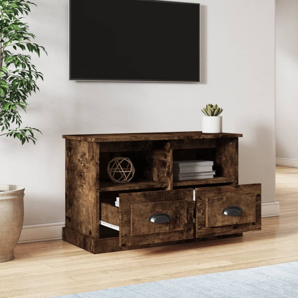 Meuble TV chêne fumé 80x35x50 cm bois d'ingénierie - XIOS